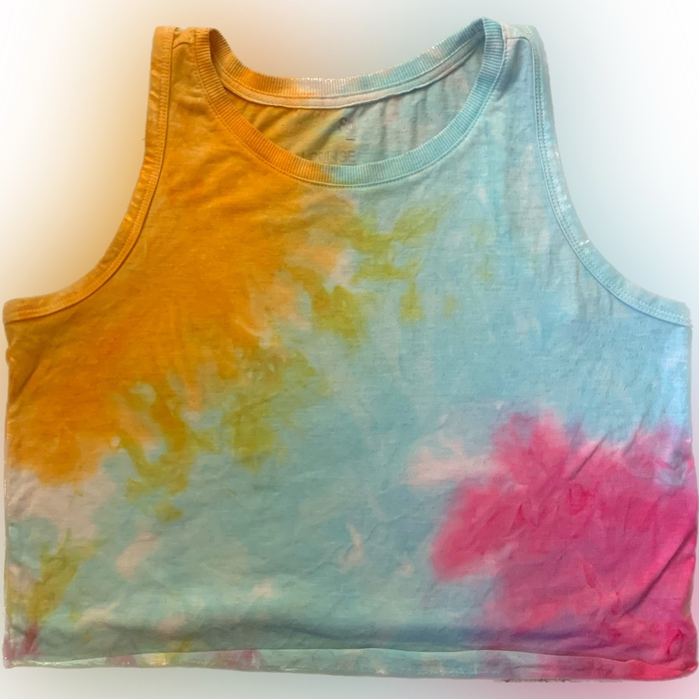 So brand rainbow tie dye lounge cropped tank (small)